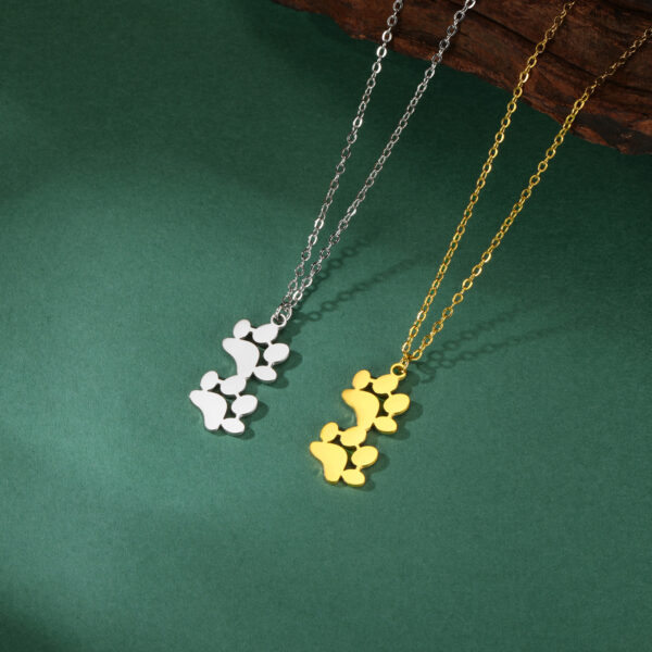 oly-b55b1730ee6a5536b57c782ac5914388 Wholesale Cute cartoon fashion continuous cat claw beast footprints pendant clavicle jewelry women's all-match jewelry stainless steel necklace