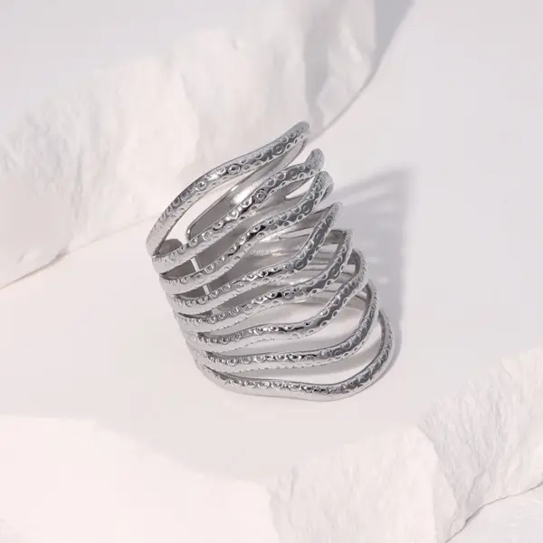 Wholesale PVD Coated Real Gold Plated 18K Gold Lines 304 Stainless Steel Vintage Style Exaggerated Modern Style Waterproof Non Tarnish Open Rings