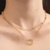Wholesale PVD Coated 18K Gold Plated Circle Titanium Steel Casual Modern Style Waterproof Non Tarnish 304 Stainless Steel Layered Necklaces