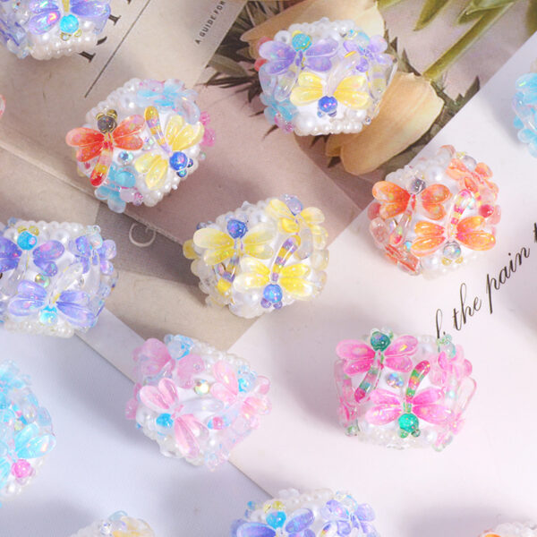 Wholesale New Colorful Little Dragonfly Straight Hole Loose Beads DIY Mobile Phone Key Chain Necklace Bag Chain Accessories