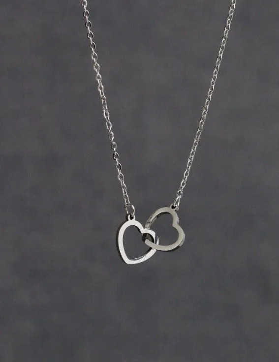 201 Stainless Steel 304 Stainless Steel Heart Shape Ion Plating (IP) Stone-Free 18K Gold Plated Simple Style Waterproof Non Tarnish Regular Chain Silver Pendant Necklace