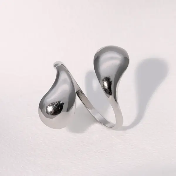 PVD Coated Real Gold Plated 18K Gold Water Droplets 304 Stainless Steel Modern Style Simple Style Waterproof Non Tarnish Open Rings