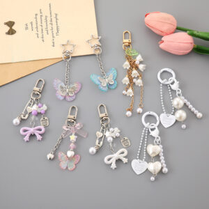 Wholesale Ins New Acrylic Bow Keychain Pendant Distinctive Diy Bag Bag Hanging Headset Hanging Chain Jewelry