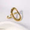 Wholesale PVD Coated Real Gold Plated 18K Gold Geometric Oval 304 Stainless Steel Modern Style Simple Style IG Style Waterproof Non Tarnish Open Rings