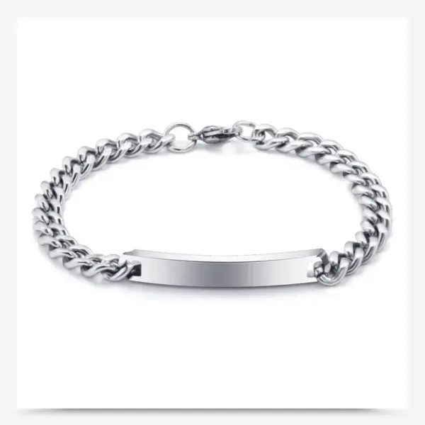 Wholesale Hip Hop Style Rectangle Stitching Chain Titanium Steel Id Bracelet