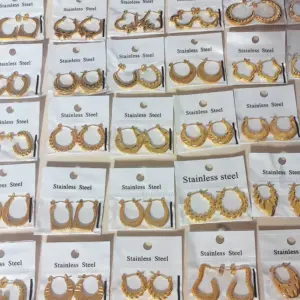 Stainless Steel Earrings Fashion 18K Gold Plated Ladies Lightweight Ear Jewelry Geometric