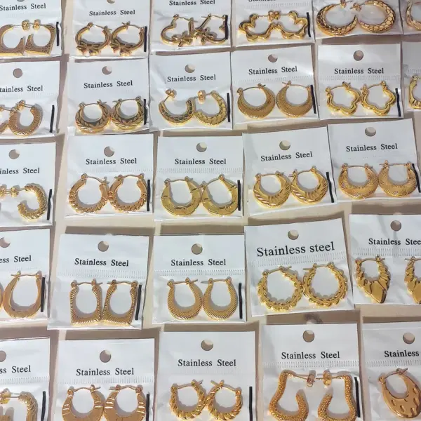 Stainless Steel Earrings Fashion 18K Gold Plated Ladies Lightweight Ear Jewelry Geometric