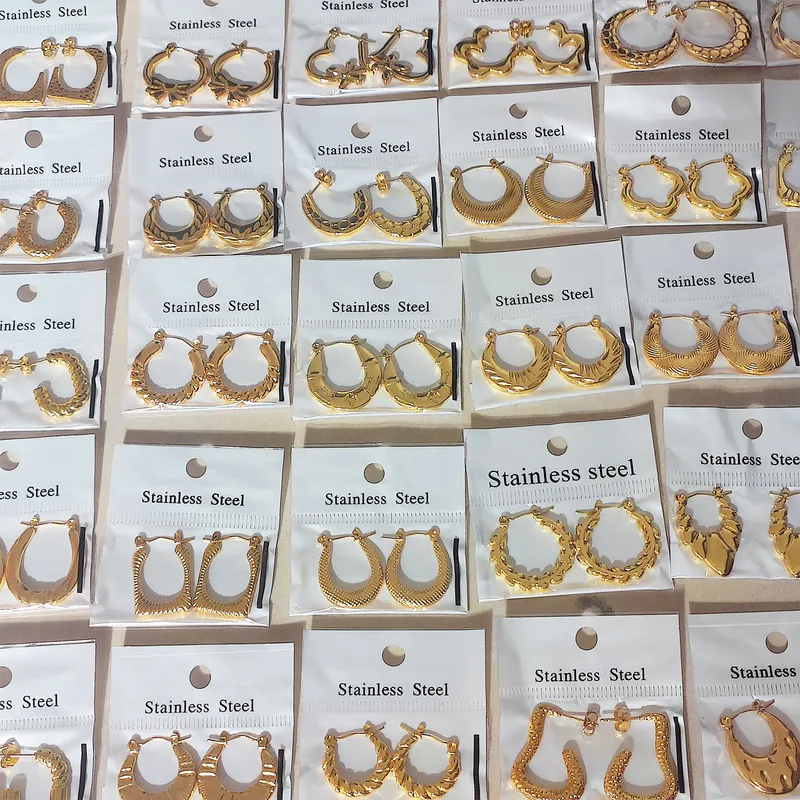 Wholesale Stainless Steel Earrings Fashion 18K Gold Plated Ladies Lightweight Ear Jewelry Geometric