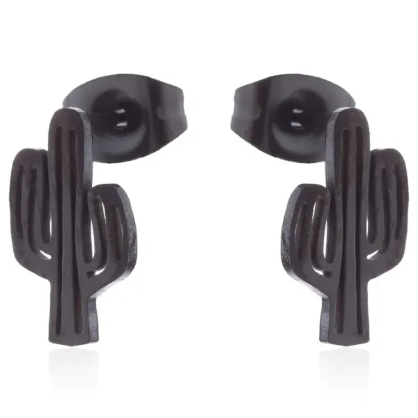 Wholesale PVD Coated 18K Gold Real Gold Plated Cactus 304 Stainless Steel Casual Waterproof Non Tarnish Ear Studs
