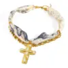 Wholesale Elegant Classic 18K Stainless Steel Oil Drip Cross Pendant Scarf Necklace Women's Luxury Rustproof Brown White Blue Gold Black