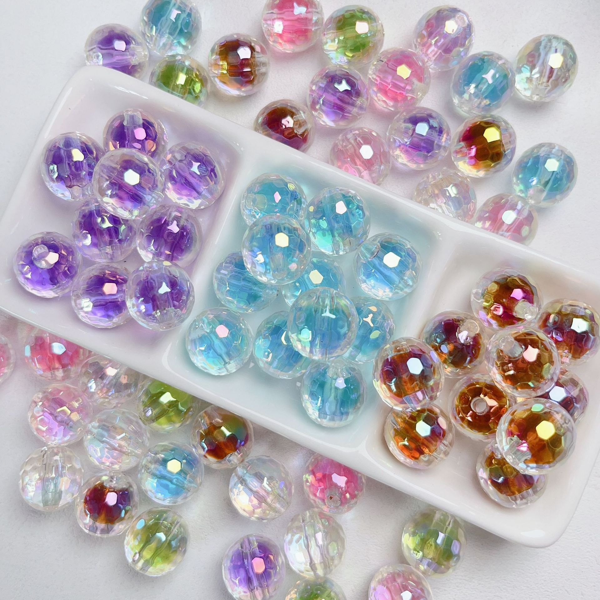 Wholesale 16mm High goods uv cut surface candy heart disco jumping beads straight hole beaded diy mobile phone chain keychain material jewelry aessori
