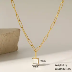 Gold Square Glass Necklace