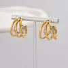 Wholesale 304 Stainless Steel Multicolor PVD Coated 18K Gold Plated 18K Gold Simple Style Classic Style Waterproof Non Tarnish Layered Plating Gold Silver Ear Studs
