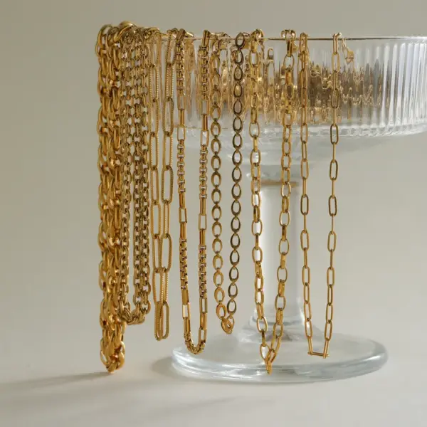 Wholesale Jewelry Casual Simple Style Solid Color 202 Stainless Steel PVD Coated Plating Cable Chain Figaro Chain Necklace