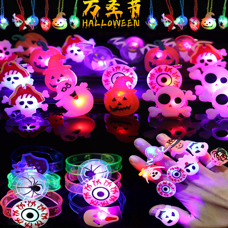 Wholesale Christmas necklace luminous brooch watch ring