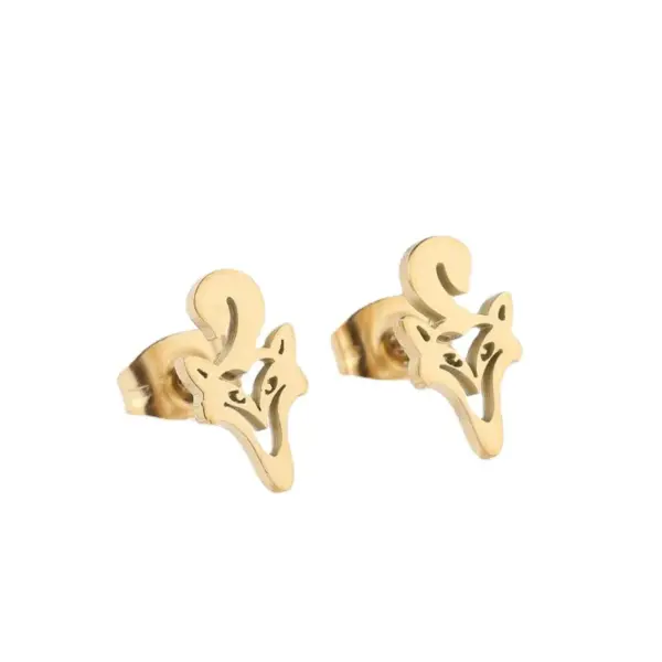 Wholesale PVD Coated 18K Gold Real Gold Plated Fox Lion 304 Stainless Steel Fashion Waterproof Non Tarnish Ear Studs