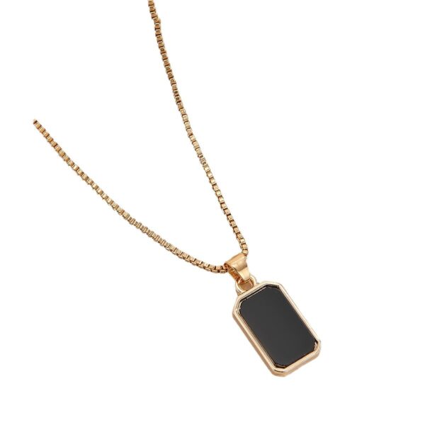 Wholesale European and American Cross-border Fashion Black Long Square Brand Necklace Women's Clavicle Chain Geometric Personality Versatile Necklace