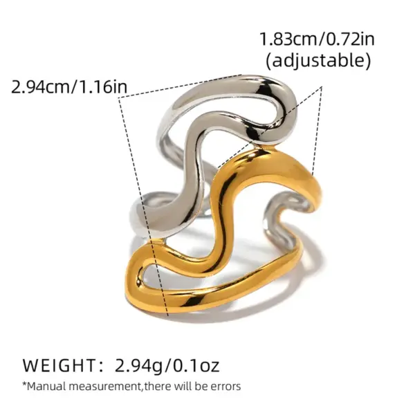 Wholesale Jewelry IG Style Simple Style Geometric Lines 304 Stainless Steel 18K Gold Plated Open Rings