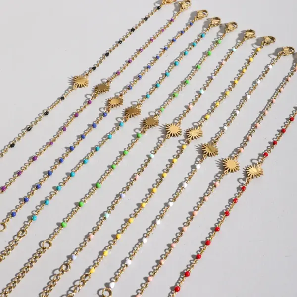Wholesale Simple Style Sun Stainless Steel Enamel Plating Bracelets 1 Piece