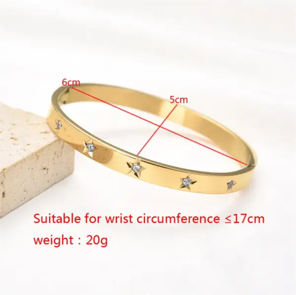 Wholesale PVD Coated Real Gold Plated Star Stainless Steel Simple Style Waterproof Non Tarnish Bangle