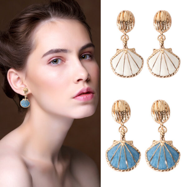 Wholesale Jin Yan European and American color retaining plating retro ocean style fashion commuter shell earrings