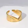 Wholesale Jewelry Fashion Geometric 304 Stainless Steel 18K Gold Plated Irregular Stainless Steel Rings