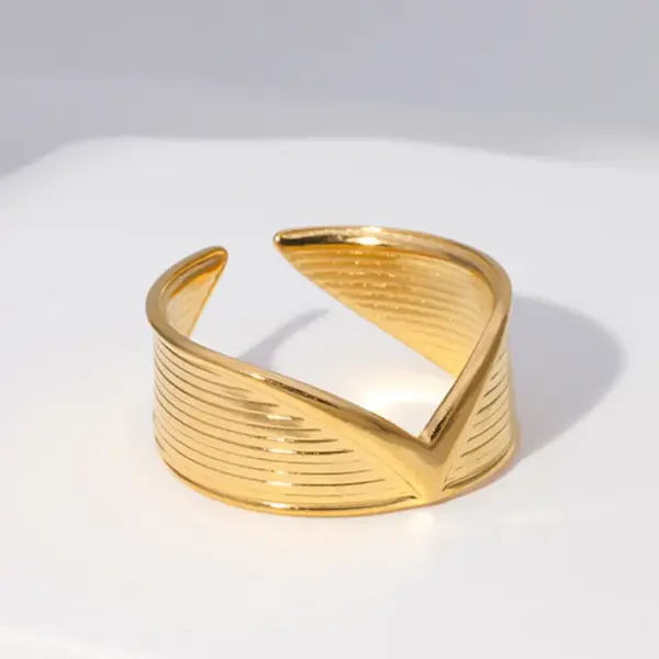 Wholesale Jewelry Fashion Geometric 304 Stainless Steel 18K Gold Plated Irregular Stainless Steel Rings