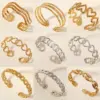Wholesale Modern Style Geometric Plant 304 Stainless Steel 18K Gold Plated Bangle In Bulk
