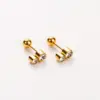 Wholesale PVD Coated Real Gold Plated 14K Gold Letter Heart Shape Wings 304 Stainless Steel Basic Modern Style Simple Style Waterproof Non Tarnish Ear Studs