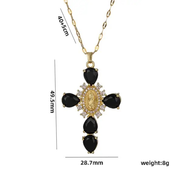 Wholesale PVD Coated Real Gold Plated Cross Stainless Steel Elegant Waterproof Non Tarnish Pendant Necklace