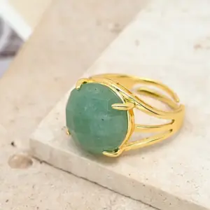 Green Aventurine Ring / Width: 16mm, Inner Diameter: 17mm / 1 Pc/Package