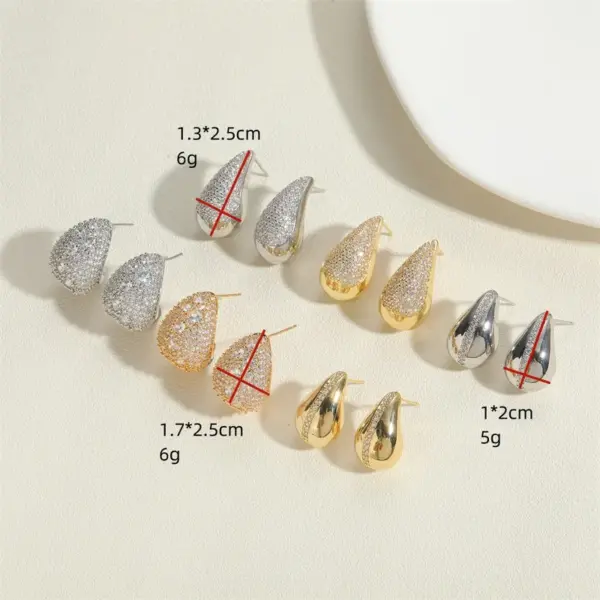 Wholesale 1 Pair Elegant Glam Water Droplets Plating Inlay Copper Zircon Earrings