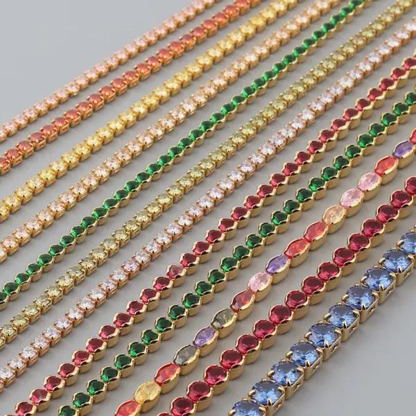 Wholesale Bohemian Geometric Copper Bracelets Necklace Inlay Zircon Copper Necklaces