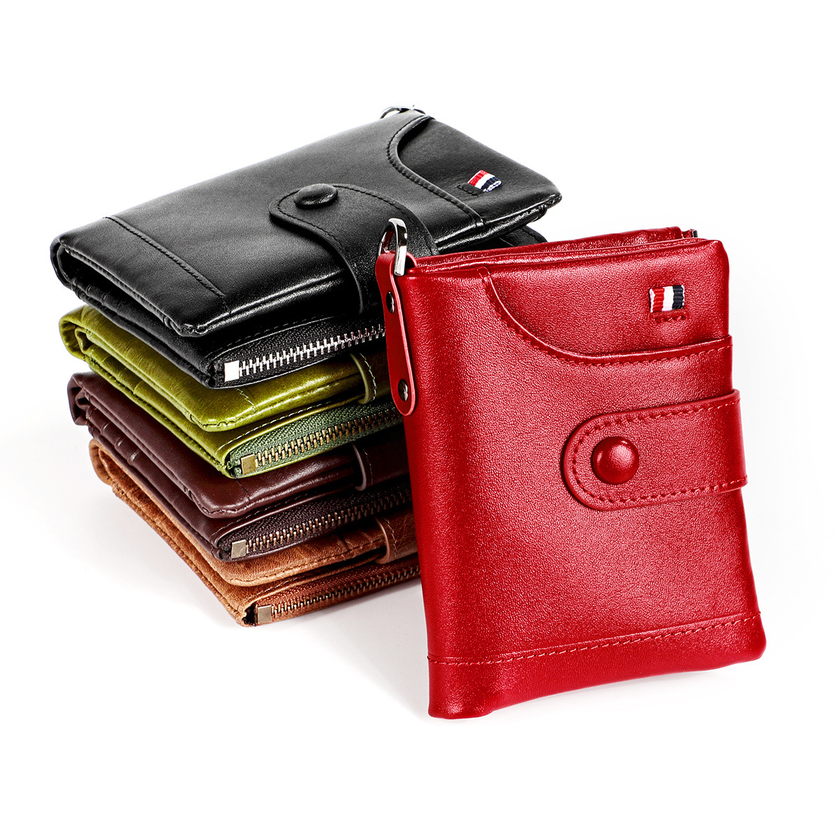 Wholesale Vintage Crazy Horse cowhide multifunctional buckle zipper genuine leather bag