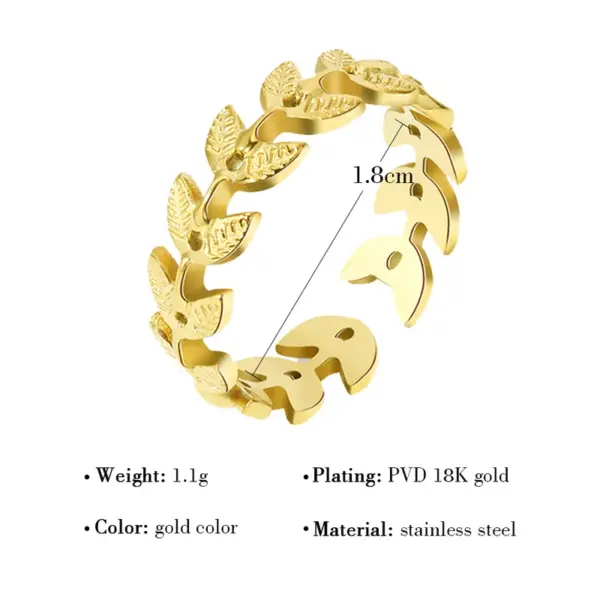 Wholesale PVD Coated 18K Gold Real Gold Plated Leaf 304 Stainless Steel Fashion Waterproof Non Tarnish