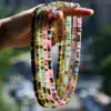 Vacation Bohemian Color Block 316 Stainless Steel Natural Stone Electroplated Beaded Chain Necklace In Bulk