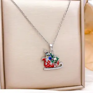 XL5365 Christmas Sleigh Necklace / Silver