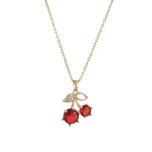 X4433 red diamond cherry necklace