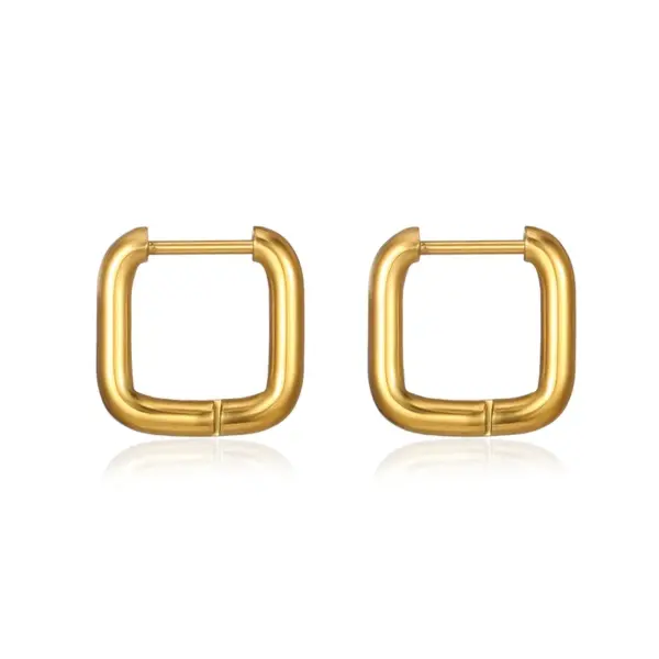 Wholesale PVD Coated 18K Gold Plated Square 304 Stainless Steel Simple Style Waterproof Non Tarnish Earrings