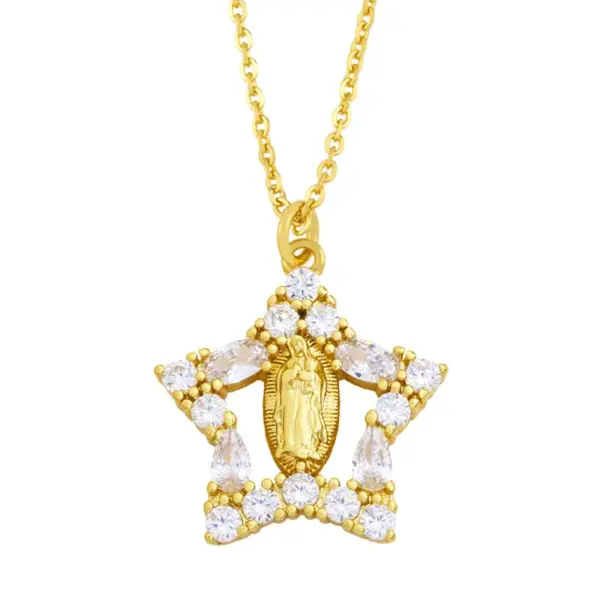 Wholesale Fashion Heart Copper 18k Gold Plated Pendant Necklace In Bulk