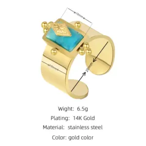 Wholesale PVD Coated 18K Gold Real Gold Plated Geometric 304 Stainless Steel Retro Waterproof Non Tarnish