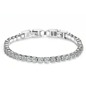 Wholesale Fashion Round Titanium Steel Inlay Zircon Bracelets 1 Piece