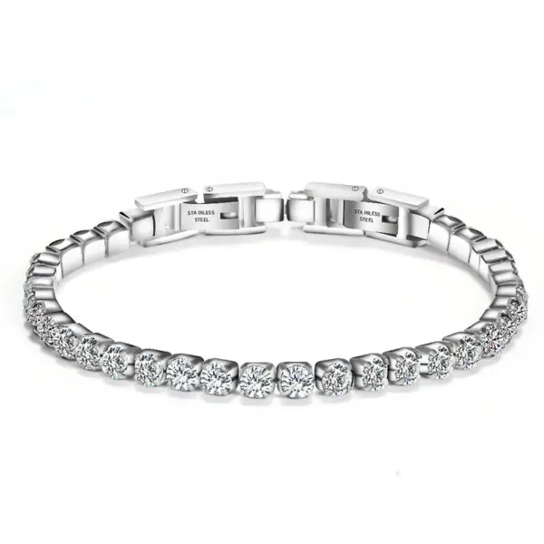 Wholesale Fashion Round Titanium Steel Inlay Zircon Bracelets 1 Piece