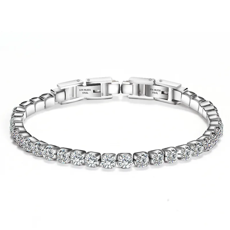 Wholesale Fashion Round Titanium Steel Inlay Zircon Bracelets 1 Piece