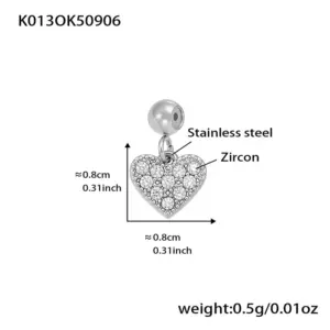 K013-Steel Color Love Zircon Pendant