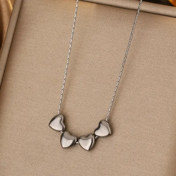 oly-b5c99b3bafab872fb4f46a27bf4edc0b Wholesale Ion Plating (IP) 18K Gold Plated Heart Shape 304 Stainless Steel Princess Classic Style Waterproof Non Tarnish 304 Stainless Steel Pendant Necklace
