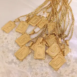 Wholesale PVD Coated Real Gold Plated 18K Gold Letter 304 Stainless Steel Fashion Waterproof Non Tarnish 304 Stainless Steel Pendant Necklace