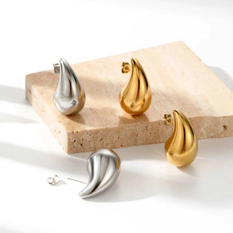 Wholesale PVD Coated Water oplets 304 Stainless Steel Elegant Simple Style Waterproof Non Tarnish Ear Studs