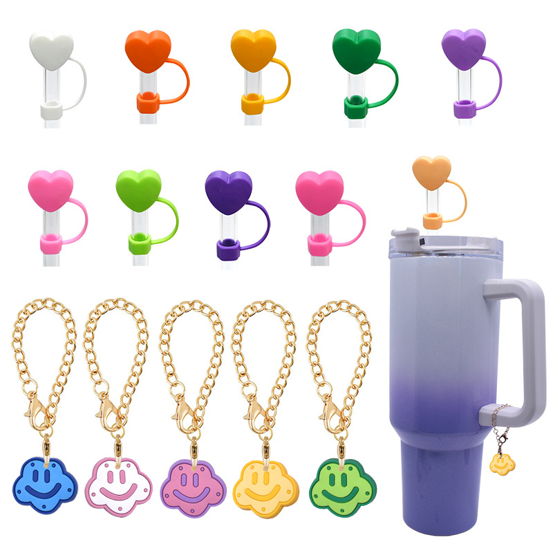 Wholesale Random 3D color love 10MM dust plug straw aessories