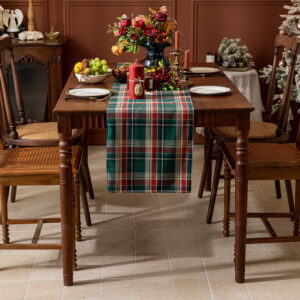 Wholesale Christmas brushed plaid table runner